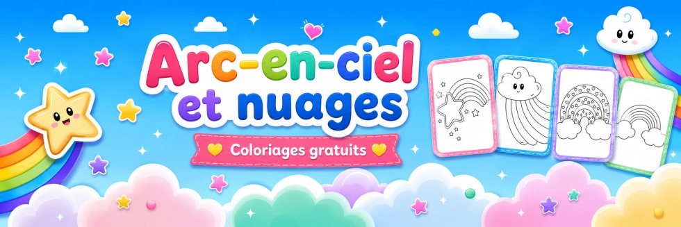🌈Arc-en-ciel et nuages - Coloriages gratuits pour les enfants !
