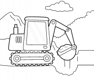 Excavateur de chantier - coloriage n° 1012