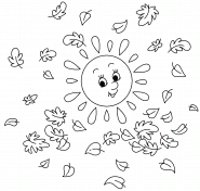 Soleil entouré de feuilles d'automne - coloriage n° 1054