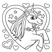 Licorne dans un cœur - coloriage n° 1060