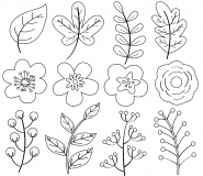 Feuilles et fleurs d'Automne - coloriage n° 1062