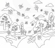 Forêt en automne - coloriage n° 1063