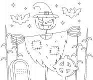 Épouvantail d'Halloween - coloriage n° 1071