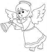 Ange à la trompette - coloriage n° 1102