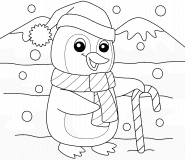 Pingouin de Noël - coloriage n° 1105