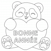 Bonne année (avec un joli panda) - coloriage n° 1109