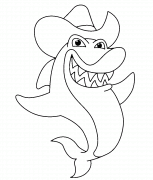 Requin avec un chapeau de cowboy - coloriage n° 1117