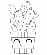Cactus Kawaii - coloriage n° 1118