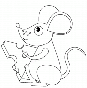 Souris rigolote avec un morceau de fromage - coloriage n° 1119