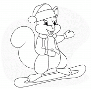 Écureuil faisant du snowboard - coloriage n° 1124
