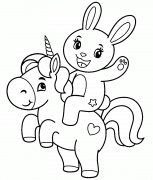 Lapin sur une licorne - coloriage n° 1149