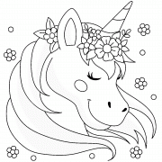 Licorne avec des fleurs - coloriage n° 1183