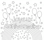 Joyeux Anniversaire (avec un arc-en-ciel) - coloriage n° 1187