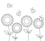 Coccinelles dans un jardin de tournesol - coloriage n° 1193