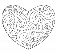 Coeur mandala (motifs en forme de vagues) - coloriage n° 1196