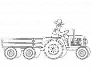 Fermier avec son tracteur et une remorque - coloriage n° 12