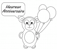 Heureux Anniversaire (singe avec des ballons) - coloriage n° 1231