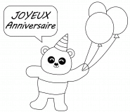 Joyeux Anniversaire (panda avec des ballons) - coloriage n° 1232