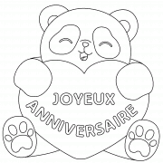 Panda souhaitant un Joyeux Anniversaire - coloriage n° 1236