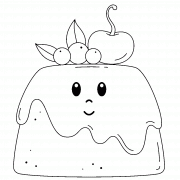 Gâteau rigolo avec des fruits dessus - coloriage n° 1237