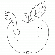 Ver dans une pomme rouge - coloriage n° 1238