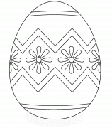 Oeuf de Pâques orné de fleurs et de zigzags - coloriage n° 125