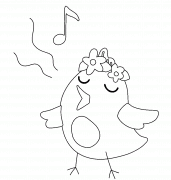 Poussin avec des fleurs - coloriage n° 1252