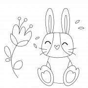 Lapin rigolo avec une fleur - coloriage n° 1258