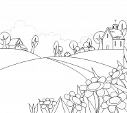 Paysage verdoyant de prairies - coloriage n° 127