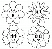 Fleurs Smiley - coloriage n° 1270