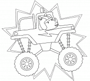 Rhinocéros conduisant un "monster truck" - coloriage n° 1280