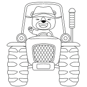 Ours rigolo sur un tracteur - coloriage n° 1288