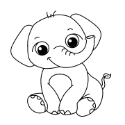 Adorable petit éléphant  - coloriage n° 1291