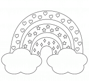 Arc-en-ciel stylisé avec des nuages - coloriage n° 1295