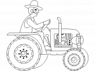 Fermier sur son vieux tracteur - coloriage n° 13