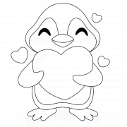 Petit pingouin avec un gros coeur - coloriage n° 1313