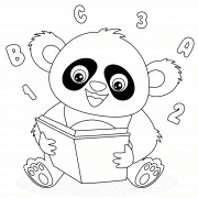 Panda lisant un livre - coloriage n° 1319