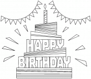 Gâteau HAPPY BIRTHDAY - coloriage n° 1321