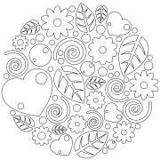Composition florale avec des cœurs - coloriage n° 1324