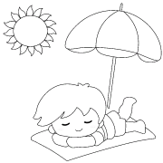 Enfant se relaxant à la plage - coloriage n° 1325