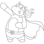 Hippopotame super héros - coloriage n° 1350