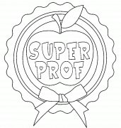 Badge "Super Prof" - coloriage n° 1354