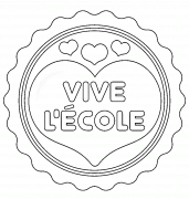 Badge Vive L'école ! - coloriage n° 1356