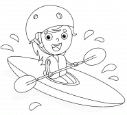 Fille faisant du kayak - coloriage n° 1358