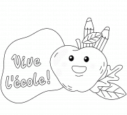 Vive l'école (pomme avec des crayons) - coloriage n° 1372