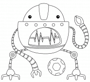 Robot rigolo jouant au football - coloriage n° 1384
