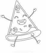 Part de pizza joyeuse - coloriage n° 1390