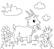 Petite chèvre dans un pré - coloriage n° 1399