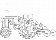 Tracteur avec charrue - coloriage n° 142