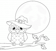 Hibou d'Halloween sous la pleine lune - coloriage n° 1426